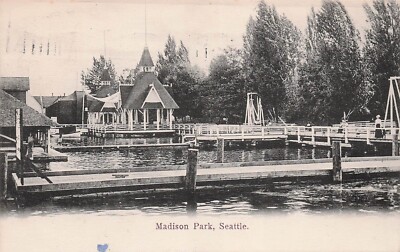 Seattle WA Lake Washington Madison Park c1907 Rose Marr Vtg Postcard D59-image