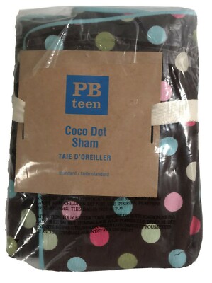 POTTERY BARN TEEN COCO Polka DOT BROWN PINK AQUA STANDARD PILLOW SHAM Fall Decor-image