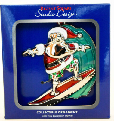 Regent Square Design Studio  Surfing Santa  2019 Gift Ornament-image
