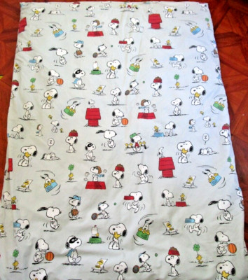 Pottery Barn Kids Toddler Duvet Cover Snoopy Peanuts Organic Cotton w/ Quilt Pad-image