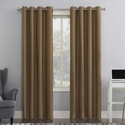 Sun Zero Cameron Thermal Insulated 100% Blackout Grommet Curtain 2 Panels Pecan-image