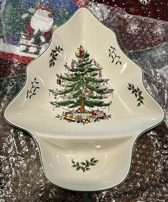 Spode Holiday Christmas 14-Inch Fine Porcelain Tree-Shaped Dip Dish Server-image