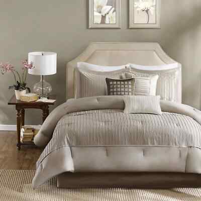 Madison Park Queen Trinity 7-Piece Comforter Set, Taupe-image