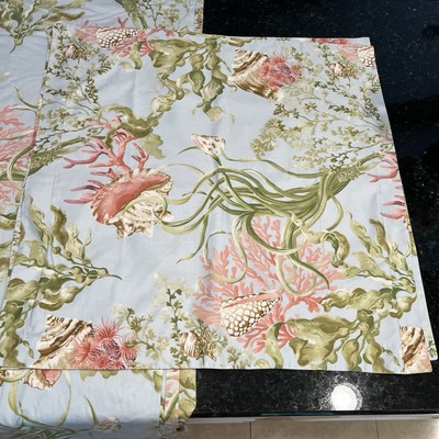 Pottery Barn Captive Coral And Shells Queen Duvet And Euroshams-image