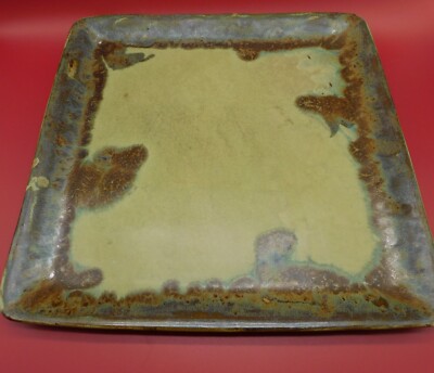 Studio Art Pottery Square Tray Signed Red Leaf Pottery 12.75