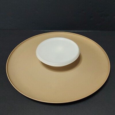 Vtg Tupperware Almond 492 Dip-n-Serve Chip and Dip/Veggie Server Tray Bowl & Lid-image
