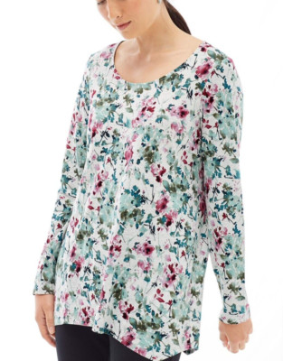 J.Jill - L - NEW Very Pretty  & Comfy Pure Jill Dipped-Hem A-Line Top - NWT 1I5-image