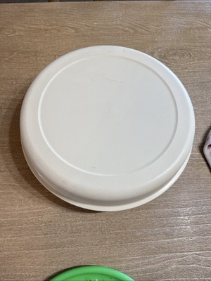 VTG Tupperware 13” Divided Veggie Fruit Dip Snack Party Tray 1665-1 , lid 1666-1-image