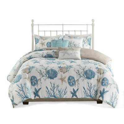 Pebble Beach Cotton Duvet Set - Coastal, Starfish, Sealife Design, All Season...-image
