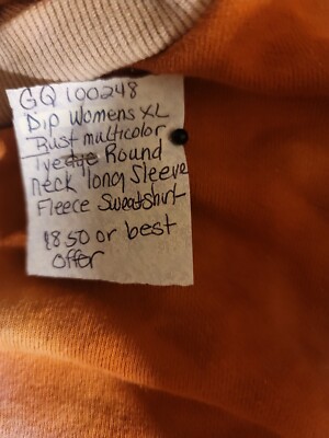 Dip Womens xl rust multicolor tye dye round Neck long sleeve FLEECE SWEATSHIRT -image