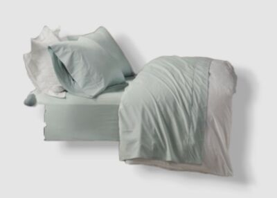 Madison Park Blue Aqua Relaxed Cotton Percale California King Sheet Set-image