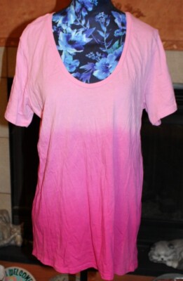 XL NWOT Women's District Made Raspberry Dip Dyed Deep V-Neck SS Lightweight Tee-image