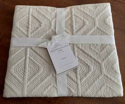 Pottery Barn Diamond Stonewash Pillow Sham Natural 26x20 Southwest Quilted NWT-image