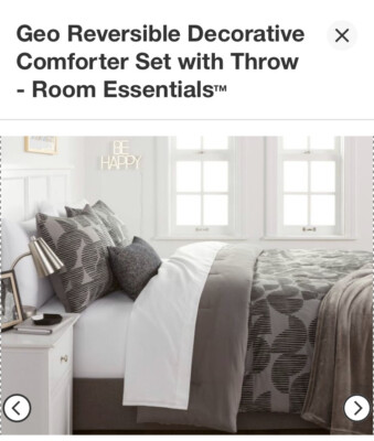 Comforter Full/Queen Size reversible - 5 Pieces - Gray - room essentials-image