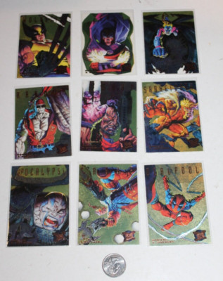 Complete Set 9 1995 Fleer X-Men Hunters Stalkers Gold Chase Insert Cards NM Nice-image