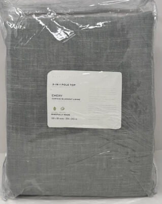 Pottery Barn Emery Linen Poletop Doublewide Drape (1) ~ 100 x 96 ~ Blue Dawn-image