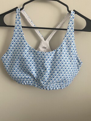 Dip blue & white cross back light pad sports bra women's size L-image