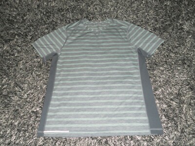 Lululemon Men's L/Large T.H.E. Crew Double Dip Stripe Inkwell Blue Vintage Green-image