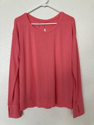 dip Women's Top XL  Crew Neck Long Sleeve T-Shirt Blouse Stretch Pink-image