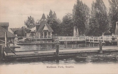 1908 Litho Photo Postcard Madison Park Seattle Printed in Germany-image