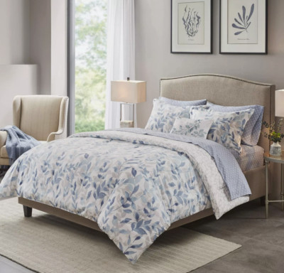 Madison Park Essentials Queen 100% Polyester 8-PC. Comforter Set Blue Reversible-image