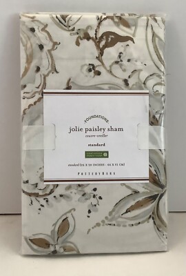 Pottery Barn Jolie Paisley Standard Sham ~ Neutral ~ New with Tags-image