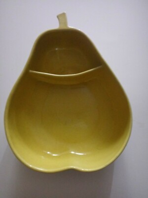  Yellow Vintage Mid Century Modern Pfaltzgraff Chip n Dip Large Pear Shaped Bowl-image