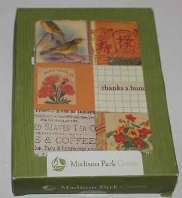 Vintage Madison Park Green Cards and Envelopes 10 NIB Note cards Recycled Paper-image