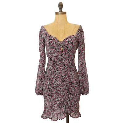 Floret Studios Nordstrom Mini Dress M Sweetheart Ruched Ditsy Floral NEW B45-image