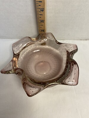 Studio Art Blown Glass Amethyst Flower Shaped Dish-image