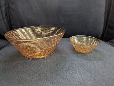 Anchor Hocking Soreno Honey Chip & Dip Bowl Set 2 Piece Textured USA -image