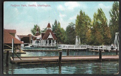 pk96011:Postcard-Vintage View of Madison Park,Seattle,Washington-image