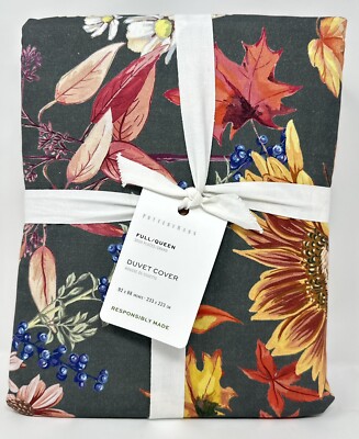 Pottery Barn~Laurel Fall Botanicals Reversible Duvet Cover~Full Queen & 2 Shams-image