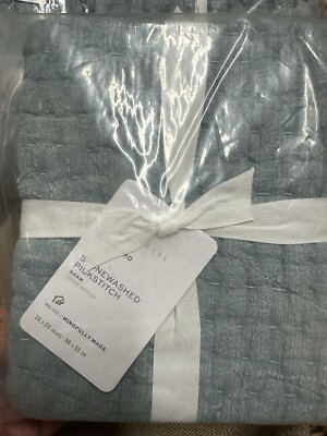 Pottery Barn Stonewashed Pickstitch standard  Sham  multiples available sky blue-image