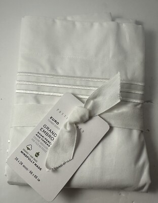 NEW Pottery Barn Grand Embroidered Euro Sham WHITE 26 x 26 inches-image