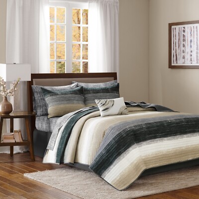 Madison Park Essentials Saben Quilt Set with Cotton Bed Sheets-image
