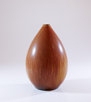 Brown Drip-Shaped Ceramic Vase Carl-Harry Stålhane Rörstrand, Midcentury Vintage-image