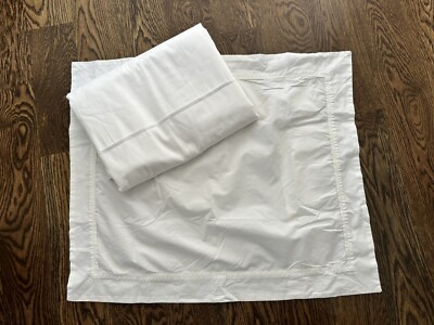 Pottery Barn Set~NEW White Cotton Twin Duvet Cover Button Closure~Sham 24x30-image