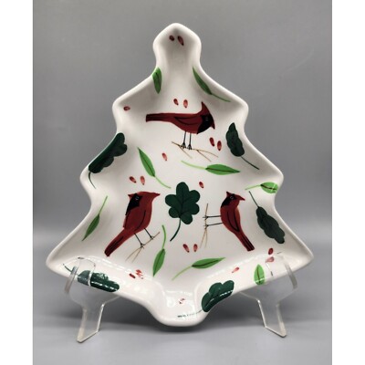Studio Nova Susan Steinberg Holiday Cardinal Christmas Tree Shaped Candy Dish-image