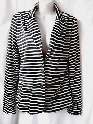 A dip of darling black white stripe sz XL Button blazer-image