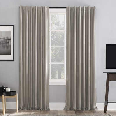 Greyson Faux Dupioni Silk Thermal Extreme Total Blackout Back Tab Curtain Panel-image