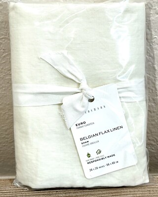 Pottery Barn Belgian Flax Linen Euro Sham Classic Ivory NWT 26 x 26 New-image