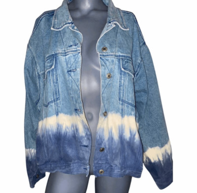 Womens 1980s Stefano International Dye Dip Ombre Jean Denim Jacket - Sz 26/28-image