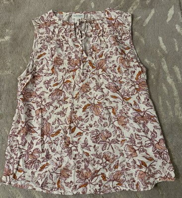 Haute Hippie Womens Dip Hem Floral Sleeveless Top Vest With Ties Ditsy Size L-image