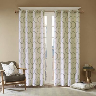 Madison Park Brooklyn Metallic Geo Embroidered Window Panel 1 Panel 50