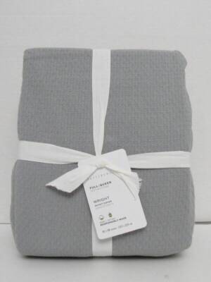 Pottery Barn Wright Textured Organic Duvet Cover, F/Q Gray Color NWT-image