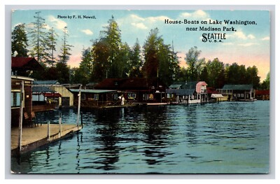 Houseboats On Lake Washington Near Madison Park, Seattle WA Postcard-image