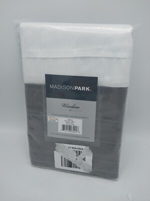 Madison Park Window Valance Curtain Amherst Gray/White  50in W x 18in L-image