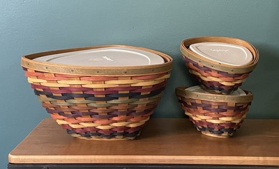 Longaberger Fiesta Chip & 2 Dip Basket Sets with Lidded Protectors 2008-image
