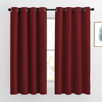 NICETOWN Burgundy Red Blackout Draperies Curtains - Thermal Insulated Solid Grom-image